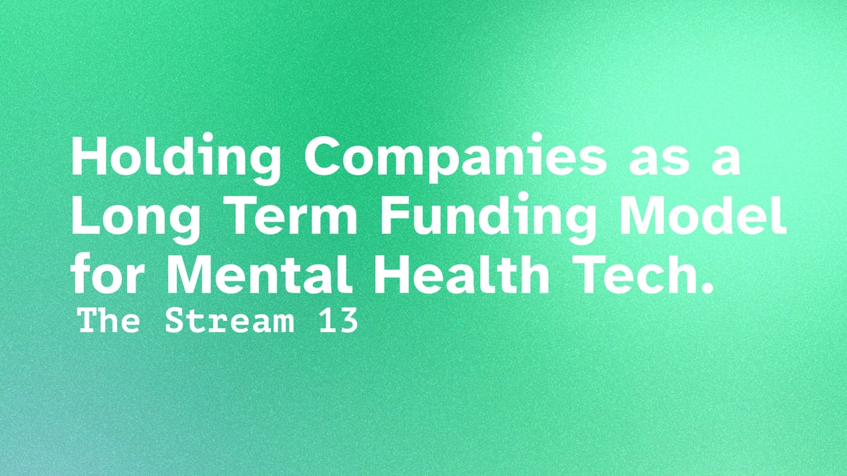 (13) Holding Companies as a Long Term Funding Model for Mental Health Tech.